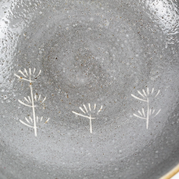 Set of 3 Hand-Painted Ceramic Sauce Bowls Etched Flower Design