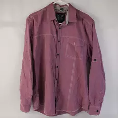 Drill Clothing Company Long Sleeve Button Up Shirt Men's Size Large Red White