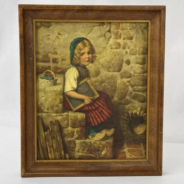 Vtg Framed Gretel Art Print By German Artist Wilhelm Von Kaulbach 8.5 x 7 Inch