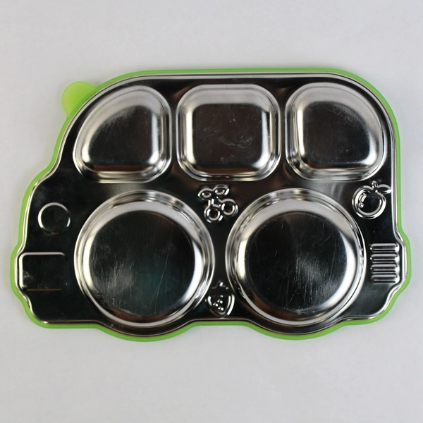 NEW Innobaby Din Din Smart Sectional Divided Stainless Platter With Green Lid