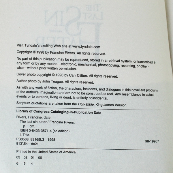 The Last Sin Eater by Francine Rivers 1998 Paperback Good Condition Fiction