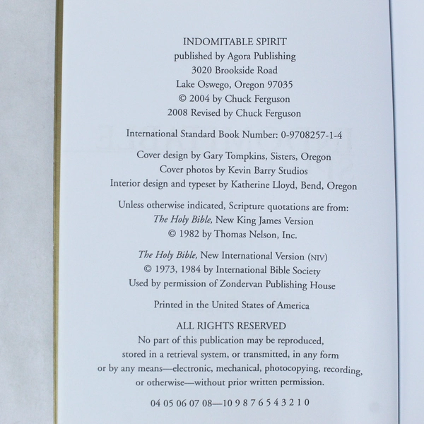 Indomitable Spirit Signed Paperback by Chuck Ferguson & Steve Duin 2004