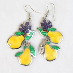 Berebi Yellow Enamel Pear Dangle Hook Earrings 2.5"