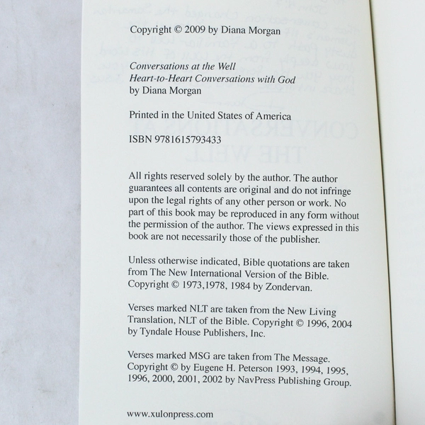 Signed "Conversations at the Well" by Diana Morgan 2009 Paperback Book