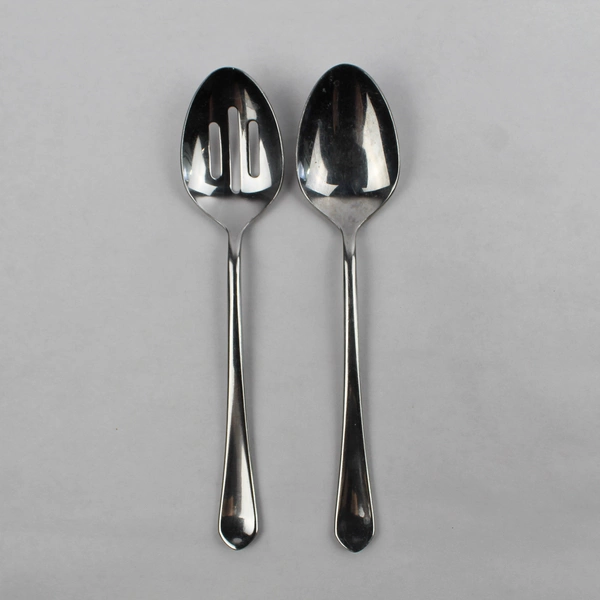 Set of 2 Food Network Clove Serving Spoons, Solid and Slotted Stainless Steel 