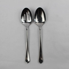 Set of 2 Food Network Clove Serving Spoons, Solid and Slotted Stainless Steel 