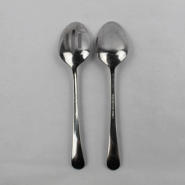 Set of 2 Food Network Clove Serving Spoons, Solid and Slotted Stainless Steel 