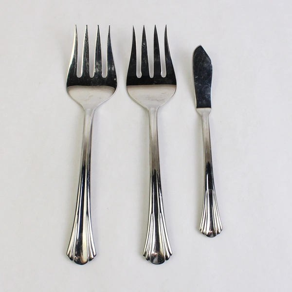 Lot Of 3 Argent Orfèvres Hampton Silversmith (Stainless) 2 Serving Forks & Knife