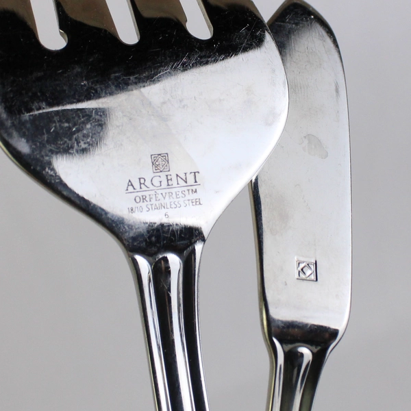 Lot Of 3 Argent Orfèvres Hampton Silversmith (Stainless) 2 Serving Forks & Knife