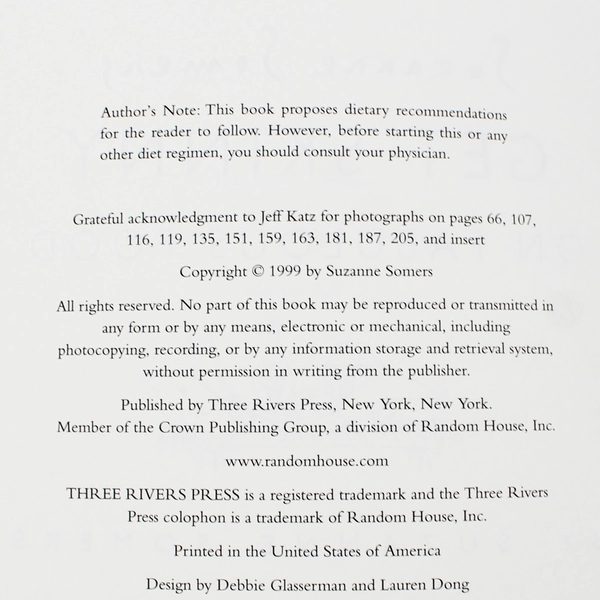 Suzanne Somers Get Skinny on Fabulous Food Cookbook Paperback 1999