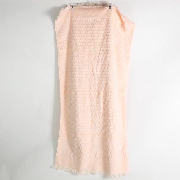Vintage Fieldcrest Light Pink Cotton Bath Towel With Fringe 26" x 48"