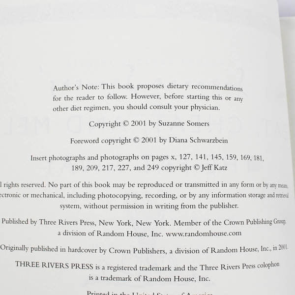 Suzanne Somers' Eat, Cheat, and Lose Weight Paperback 2001 Three Rivers Press