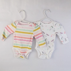 Lot Of 2 Cloud Island Unicorn and Stripes 3-6 Month One Pieces
