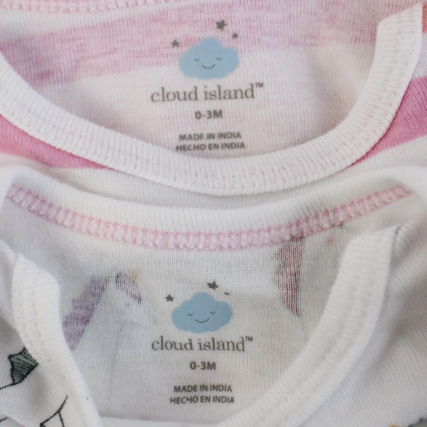 Lot Of 2 Cloud Island Unicorn and Stripes 3-6 Month One Pieces