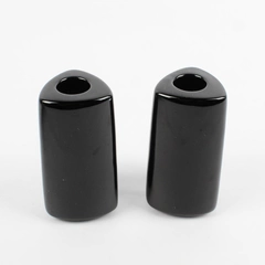 PartyLite P0220 Eclipse Pair/Duo Glossy Solid Black Ceramic 4" Tall