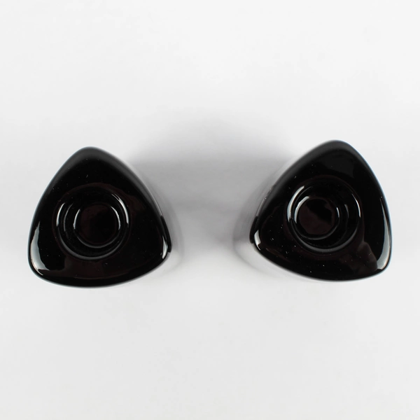 PartyLite P0220 Eclipse Pair/Duo Glossy Solid Black Ceramic 4" Tall