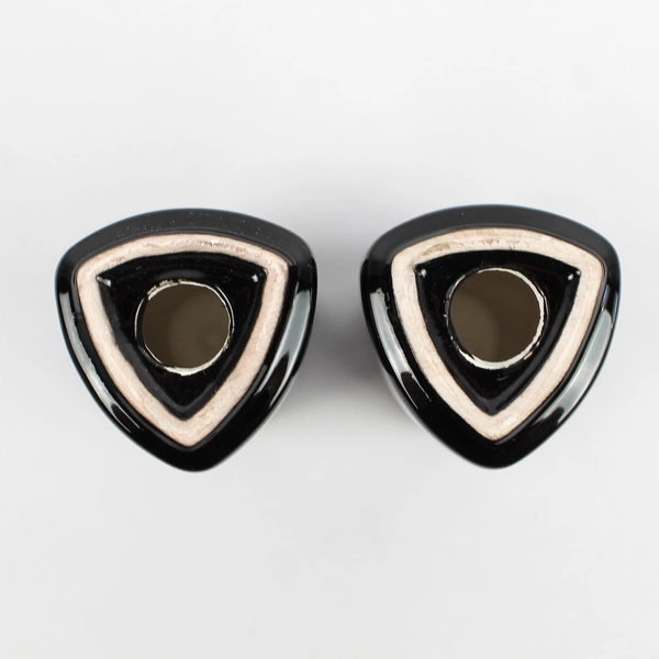 PartyLite P0220 Eclipse Pair/Duo Glossy Solid Black Ceramic 4" Tall