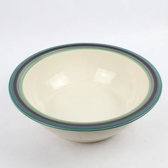 Pfaltzgraff Mountain Shadow Blue and Green Trim Ceramic Serving Bowl 11"