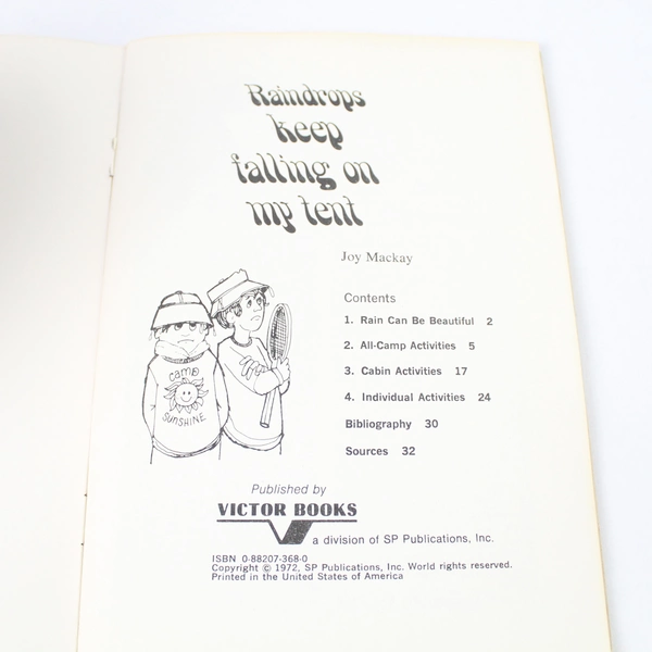 Raindrops Keep Falling on My Tent Camping Weather Ideas Vintage 1972 Paperback
