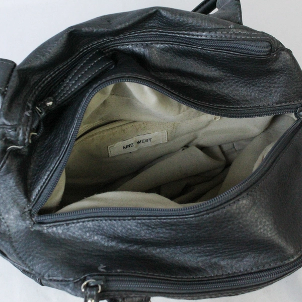 Gray Nine West Zip Up Purse with Multiple Zipper Pockets & Medallion