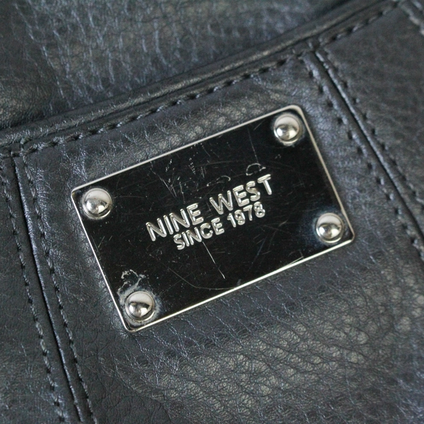 Gray Nine West Zip Up Purse with Multiple Zipper Pockets & Medallion