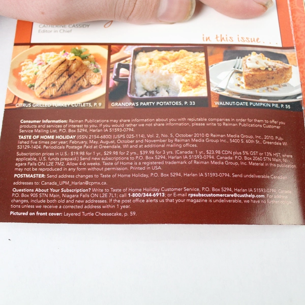 Lot of 2 Taste of Home Cookbooks Best Loved Cookies & Bars and Thanksgiving 2010