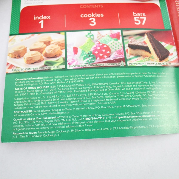 Lot of 2 Taste of Home Cookbooks Best Loved Cookies & Bars and Thanksgiving 2010