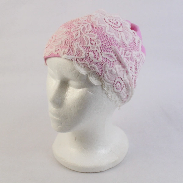  2 Pcs Swim Caps Lace Trim Pink and Blue for Women Ladies Swimming Women's