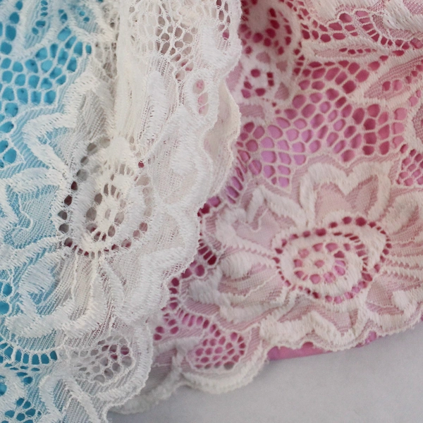  2 Pcs Swim Caps Lace Trim Pink and Blue for Women Ladies Swimming Women's