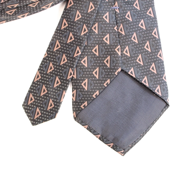 Zylos George Machado Men's Silk Tie Geometric Black Navy Pink 60" Necktie