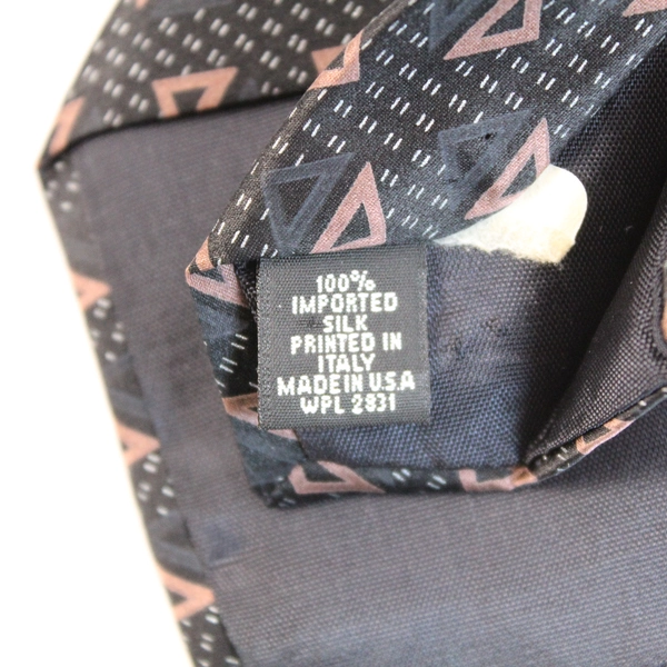 Zylos George Machado Men's Silk Tie Geometric Black Navy Pink 60" Necktie