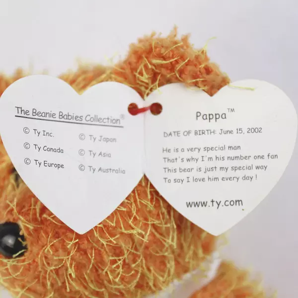 2002 Retired TY Beanie Babies Pappa the Father's Day Orange Teddy Bear