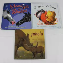 Lot of 3 Animal Hardcover Kids Books Jubela Moonlight Shadow Grandma's Yarn