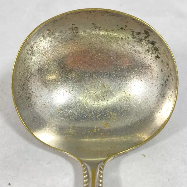 Vintage Extra Coin Silver Plate Ladle with Beaded Handle - 7.25" Long