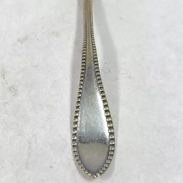 Vintage Extra Coin Silver Plate Ladle with Beaded Handle - 7.25" Long