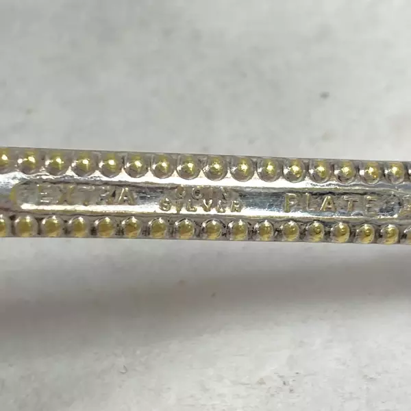 Vintage Extra Coin Silver Plate Ladle with Beaded Handle - 7.25" Long