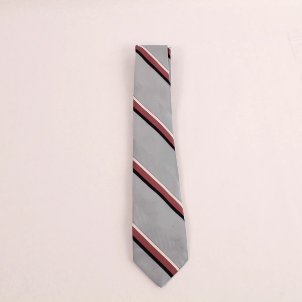 Vintage Mervyn's Men Collection Gray Pink Striped Tie 56" Long Necktie