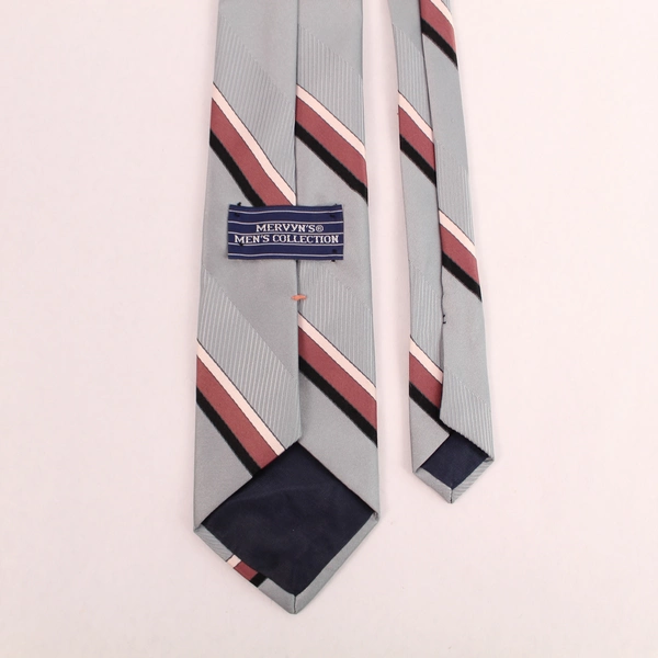 Vintage Mervyn's Men Collection Gray Pink Striped Tie 56" Long Necktie