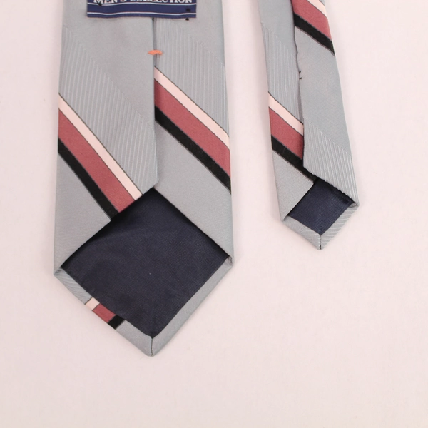 Vintage Mervyn's Men Collection Gray Pink Striped Tie 56" Long Necktie