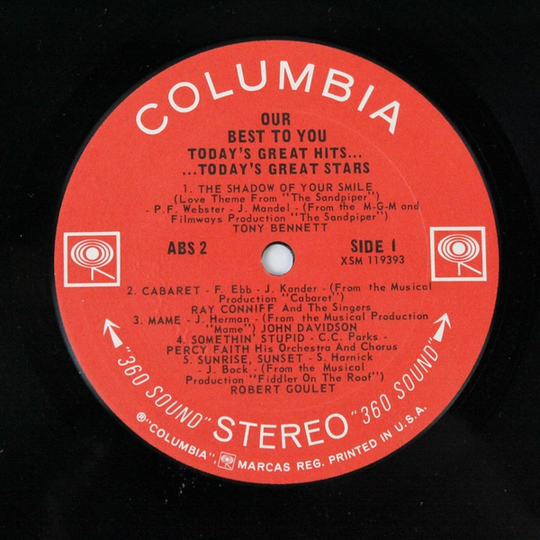 Our Best To You Today's Greatest Hits Today's Greatest Stars Vinyl Album 1967