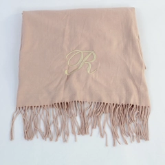 Things Remembered Mauve Pink Personalized Scarf Monogram 'R' Fringe 74" Long