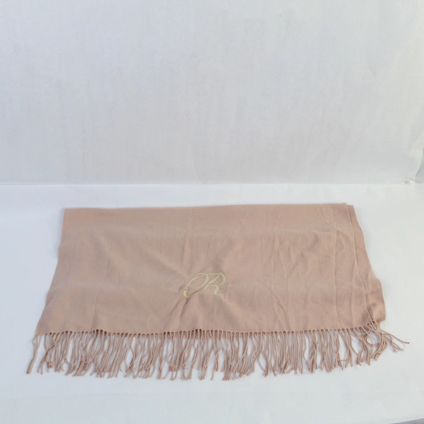 Things Remembered Mauve Pink Personalized Scarf Monogram 'R' Fringe 74" Long