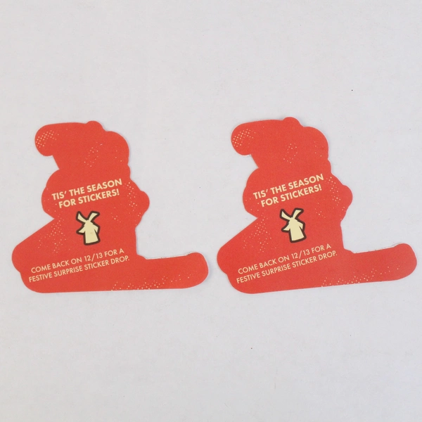 Lot of 2 Dutch Bros Stickers Christmas Sticker Winter Hippo Skiing December 2023