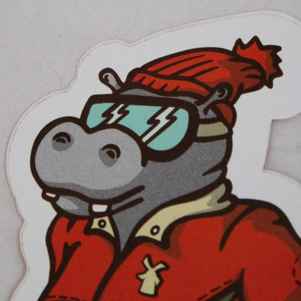 Lot of 2 Dutch Bros Stickers Christmas Sticker Winter Hippo Skiing December 2023