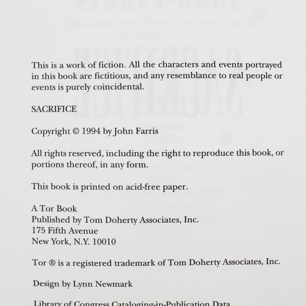 Sacrifice by John Faris 1994 Hardcover