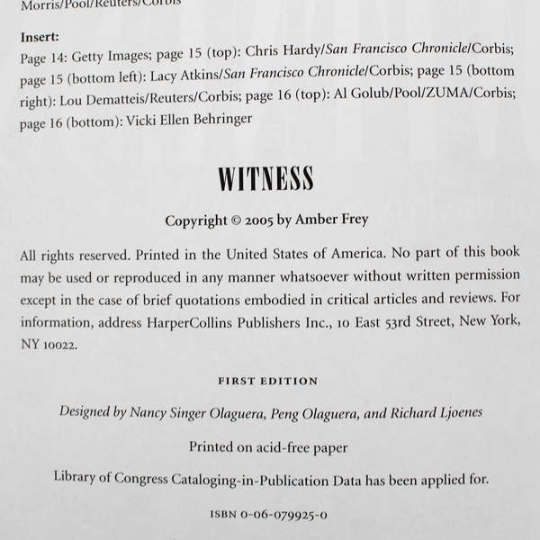 Witness for the Prosecution Scott Peterson 2005 Hardcover Book Amber Frey