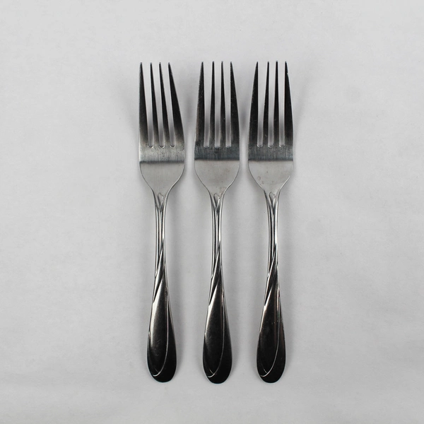Lot of 3 Farberware Nicole Dinner Forks, 7.5" Stainless Steel Flatware 