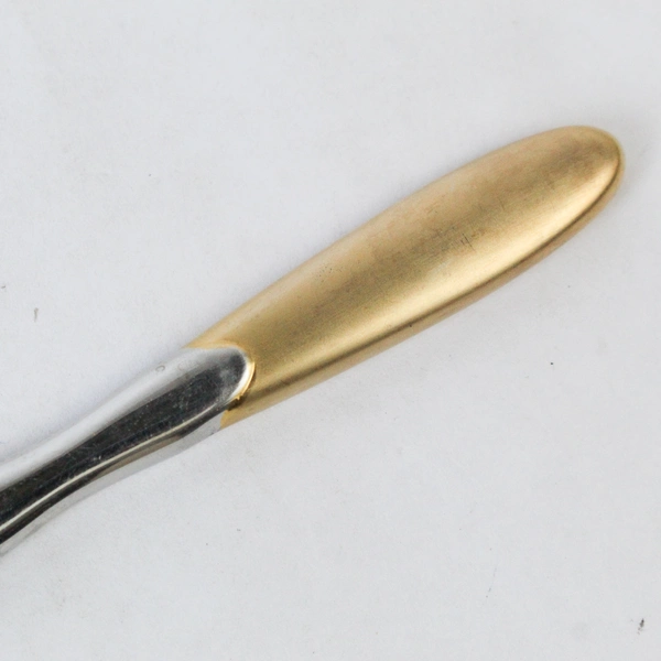 Stainless Steel Butter Knife Faux Gold Handle Unique Notch 7" Pre-Owned