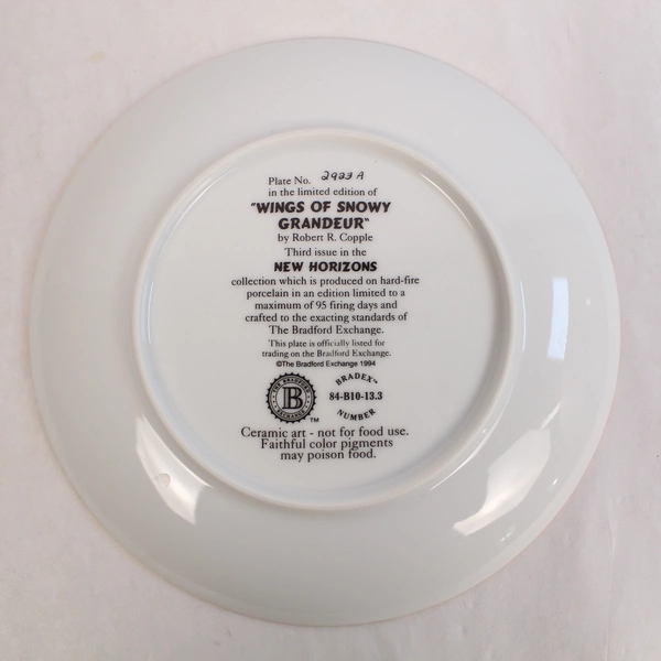 Wings of Snowy Grandeur Plate by Robert R. Copple COA - Very Good Condition