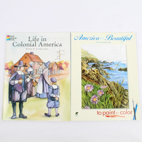 Lot Of 3 Coloring Books: America The Beautiful, A B C Tablet, Colonial America